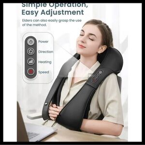 New Naipo Shiatsu Back/Neck/Shoulder Massager with Heat Deep Kneading Massage